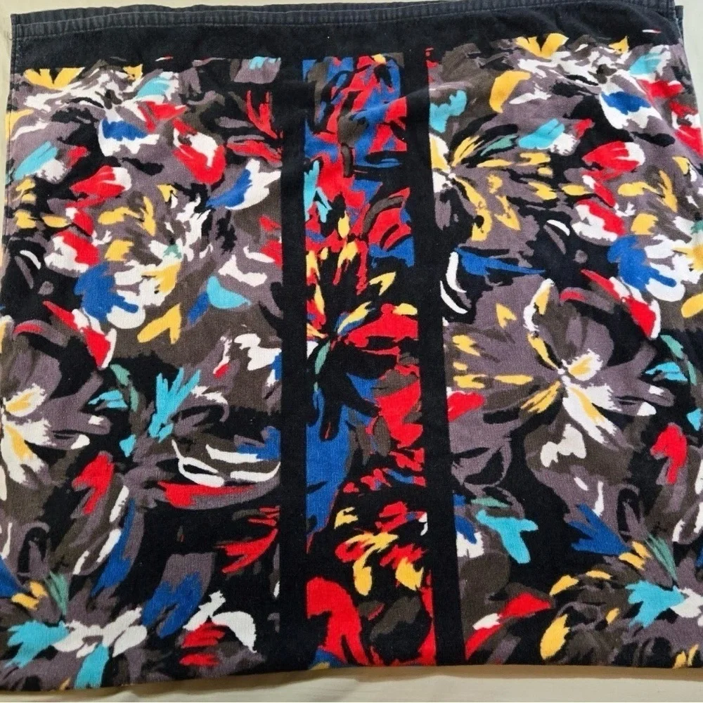 Vera Bradley Splash Floral Beach Towel Black Turquoise 100% Cotton 63” x 32”